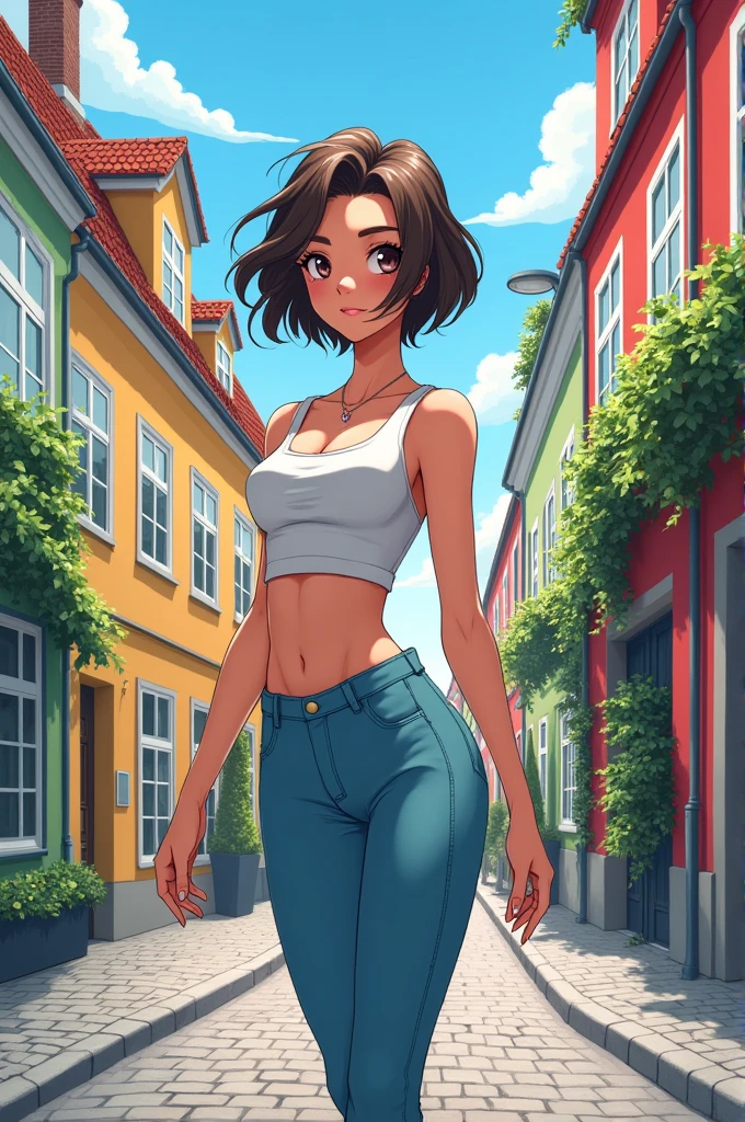 Copenhagen, anime style, cute ass, Tight clothes,