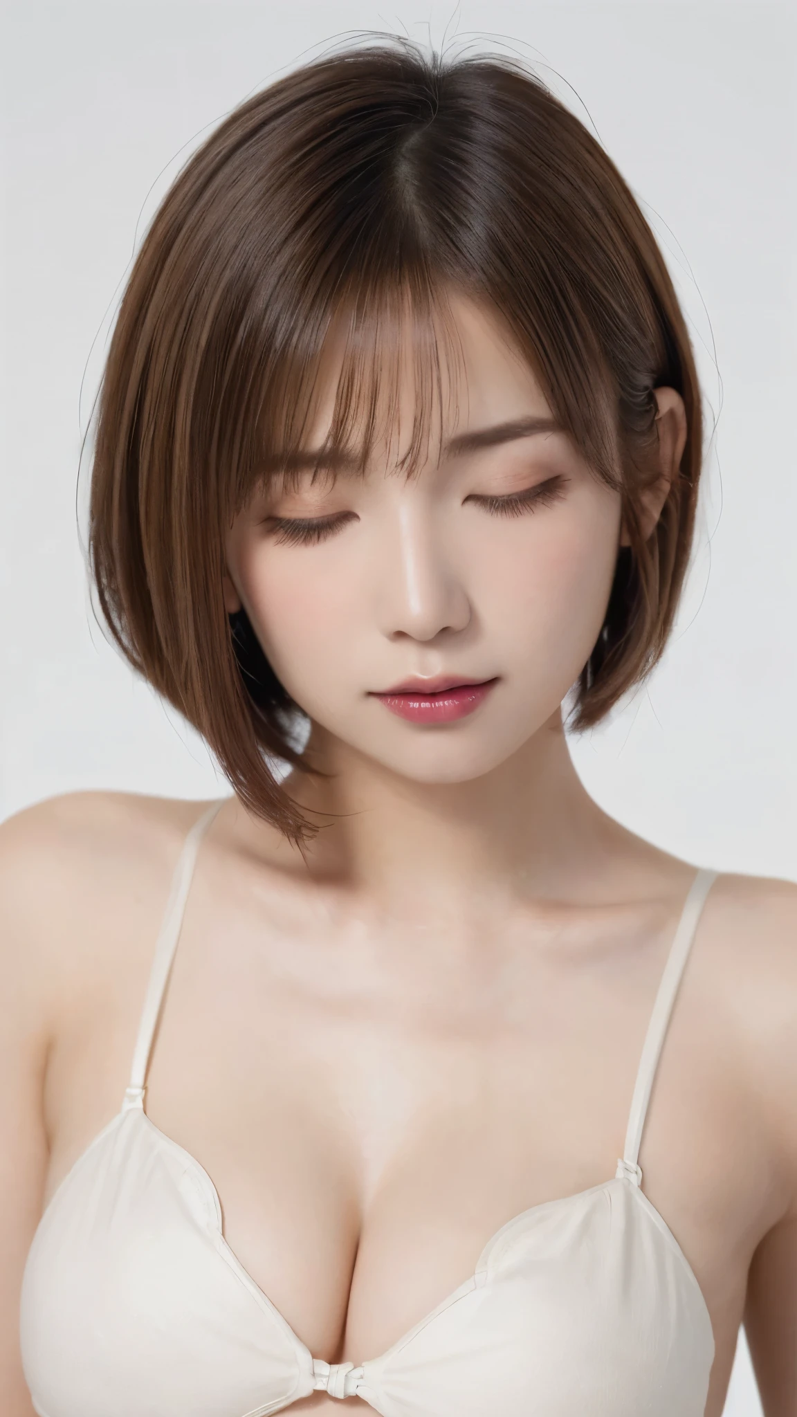 ((Close-up of face:1.7)、((close your eyes:1.in and Yang Expressions:1.4))、((Naked W1.5))、((No underwear:1.4))、((small t chest:1.7))、((Short Bob Cut((Apply beautiful makeup:1.5))、(((amount、Small breasts、Round face、White bair、beautiful girl、blonde、White Background、cute、young、True Face、Shiny Hair、whole body)))、Tabletop, Highest quality, shape, Very detailed, finely, High resolution, 8k wallpaper, Perfect dynamic composition, finelyて美しい目, Deco Out,blonde, Medium Hair, Small breasts, Natural color lip,White und,