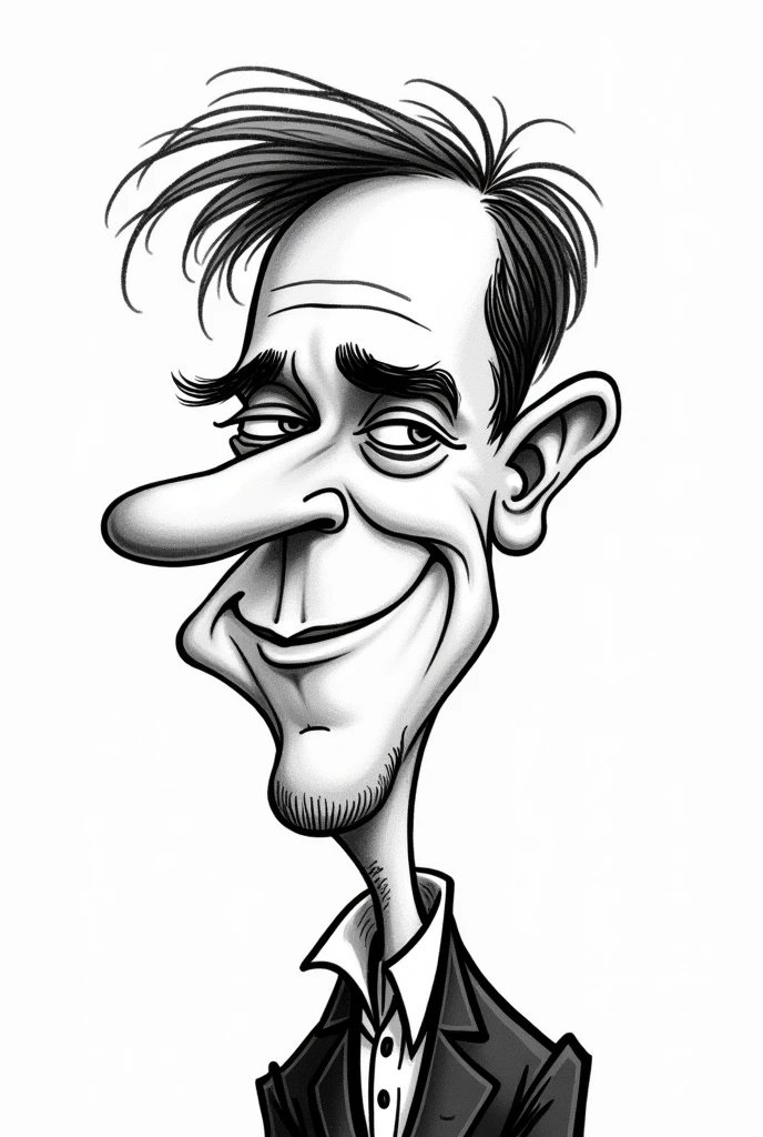 Charles Sanders Peirce drew a simple black and white caricature with a fountain pen.
Not realistic.