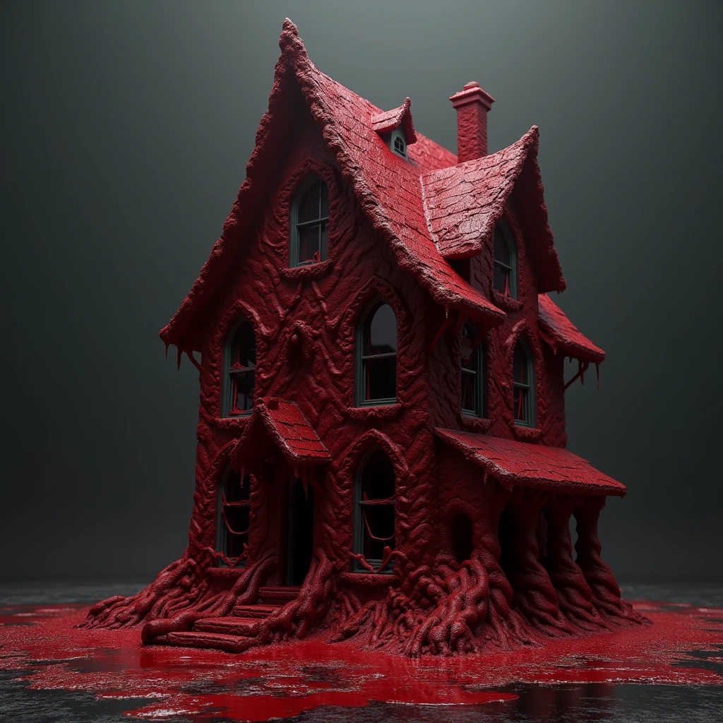 house formed with drops of blood,that conveys the concept of death