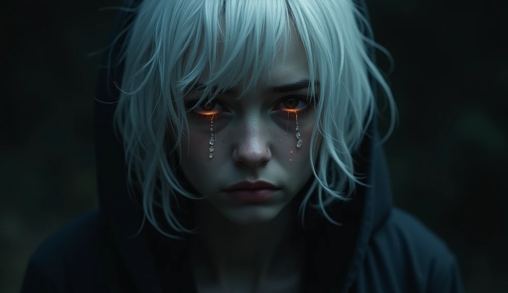 Crying in the dark、Tears like light fall from those eyes、White Hair