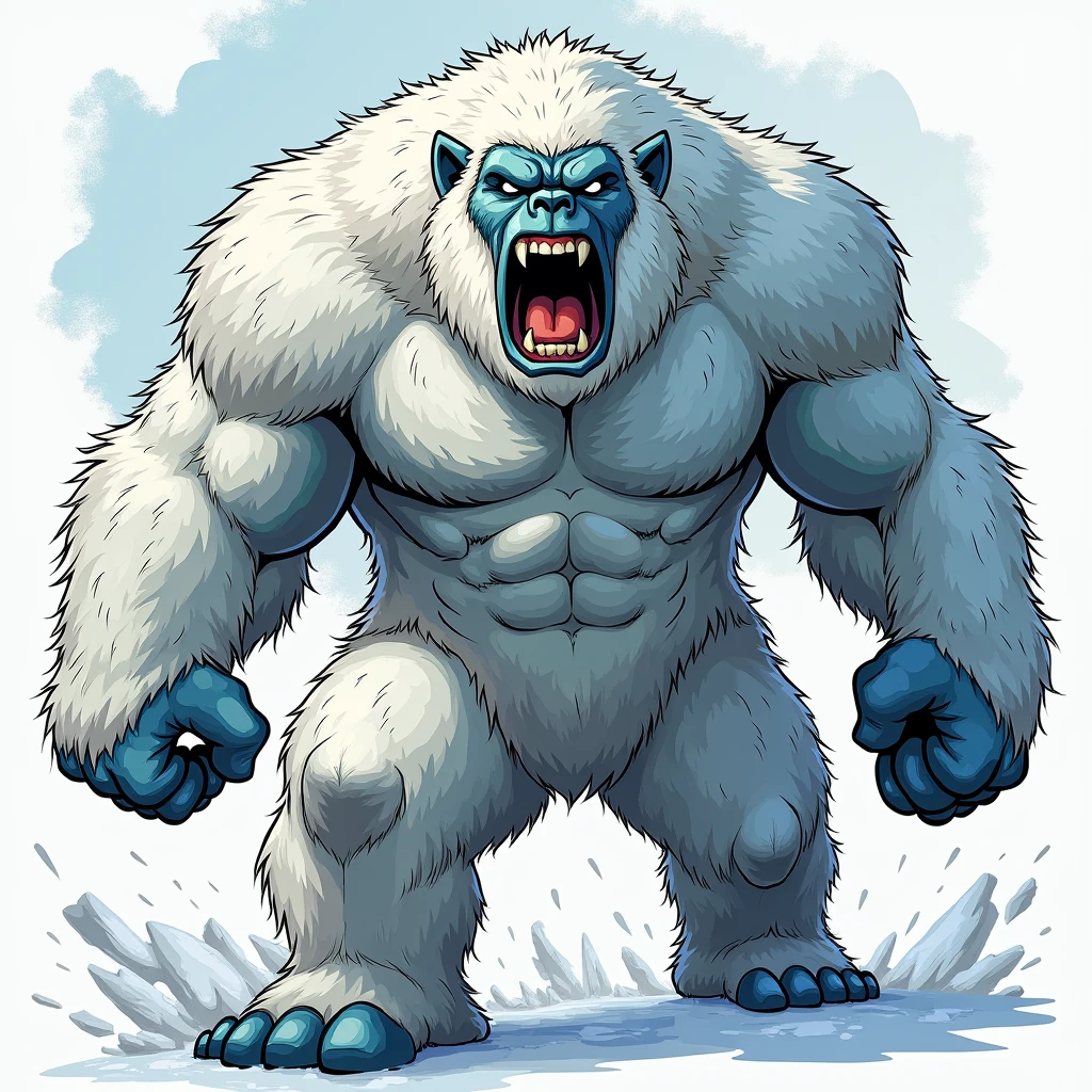 Can you draw an illustration of a Yeti that looks like an American comic book hero??What would it be like if I drew it in a more human-like way??