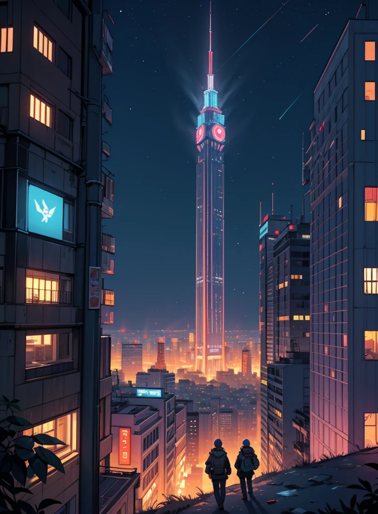 City night scene,High-rise buildings,high altitude,Overlooking,Brightly lit,Cyberpunk