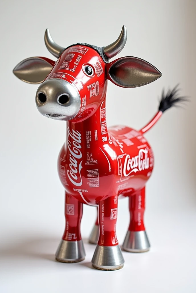 A child created a cow with Coca-Cola cans