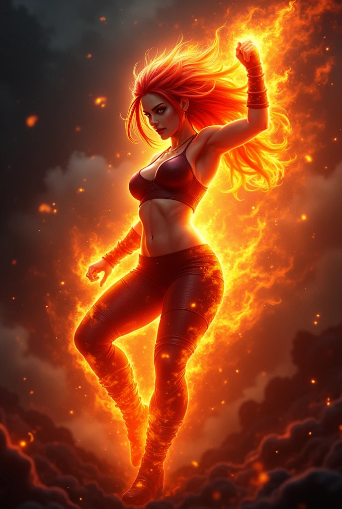 Animated Fire girl gaming logo
