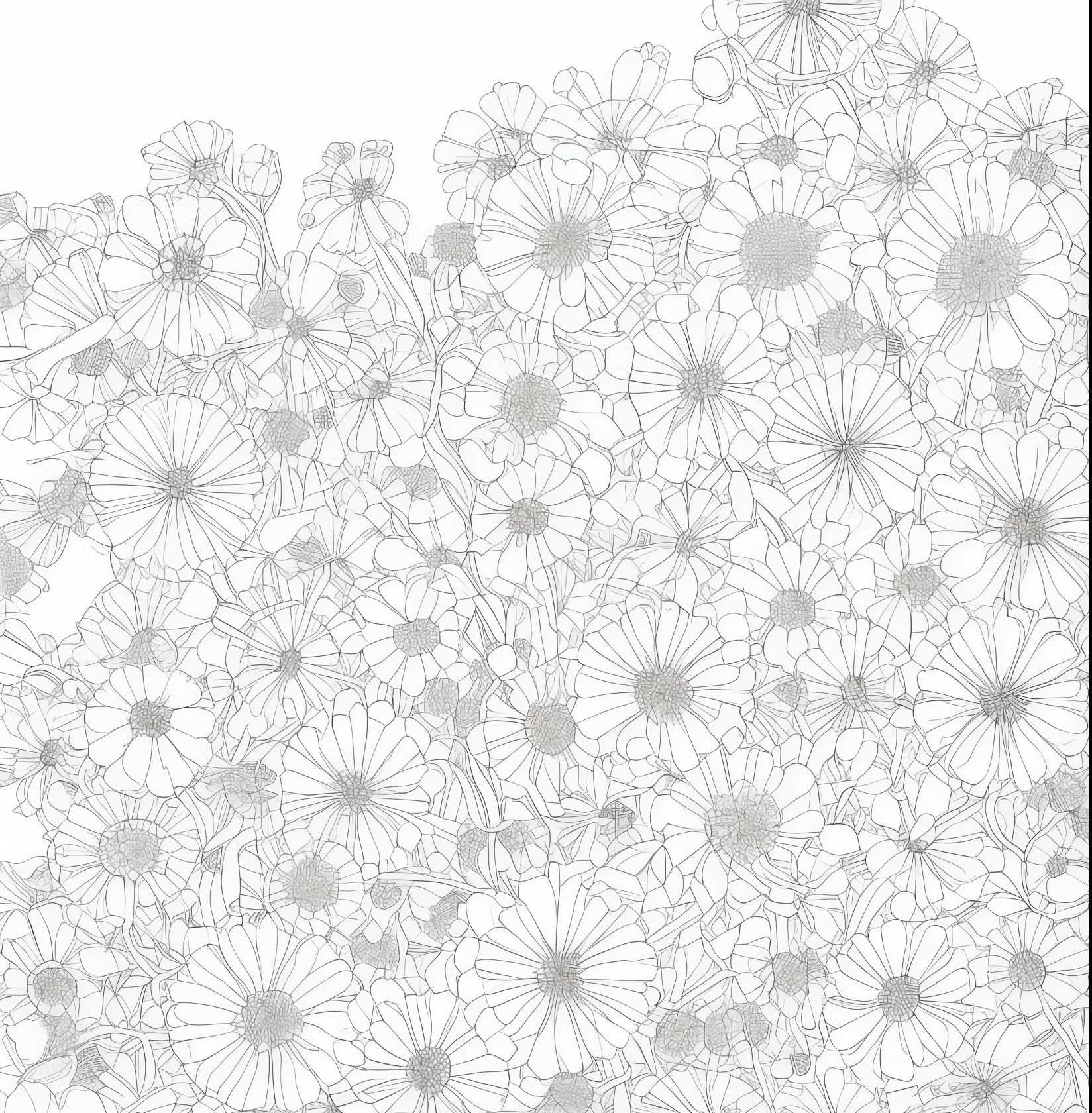 Ageratum, with no color or shading with thick lines