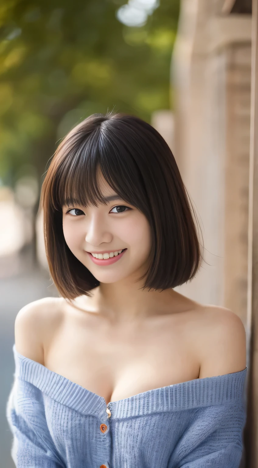 masterpiece,best quality,(Japanese girl),((Beautiful girl)),cleavage,(off shoulder:1.2),(perfect body beauty:1.2),(shy smile),beautiful teeth,From slightly above