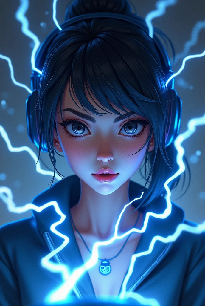 Animated thunder girl gaming logo only face