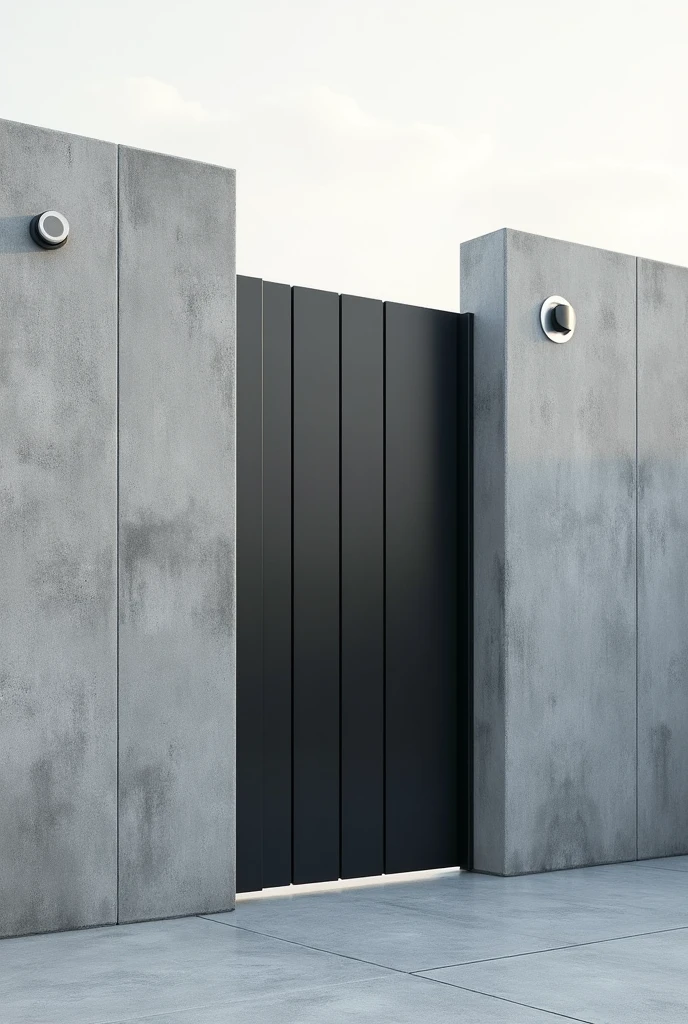 I want to create a half concrete wall with 3 folds steel gate image design for one sided wall, the gate is half fold in the picture