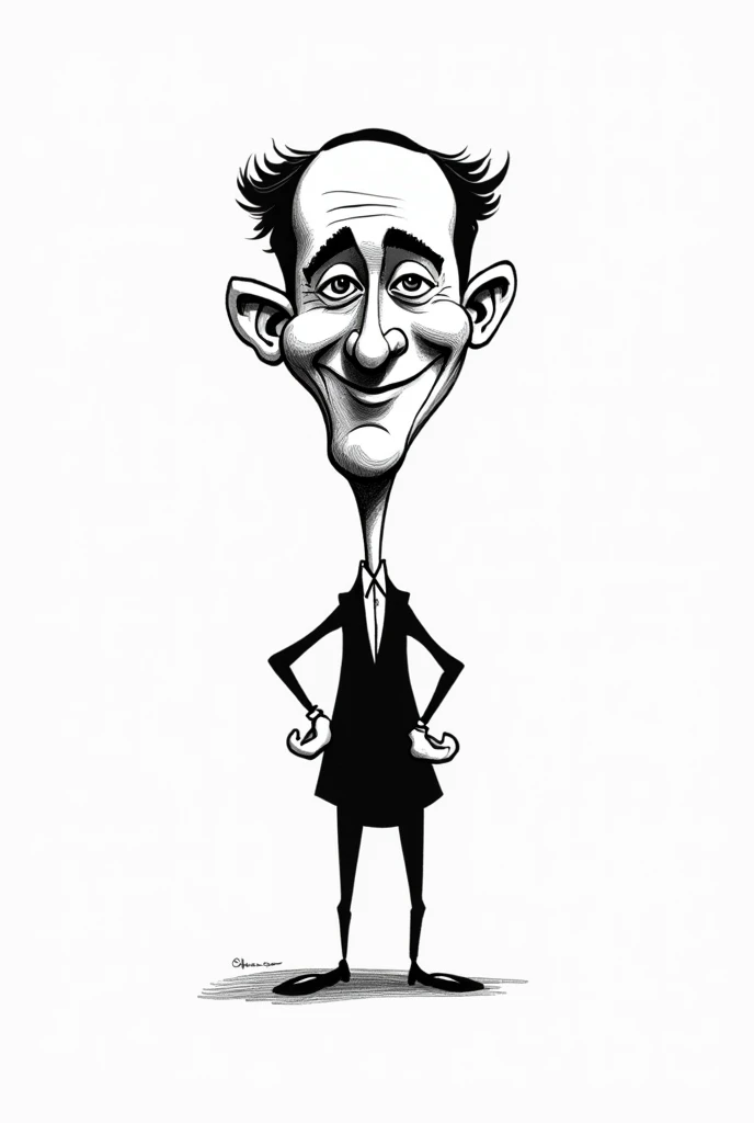 Guillermo de Champeaux simple black and white pen and ink caricature, not realistic