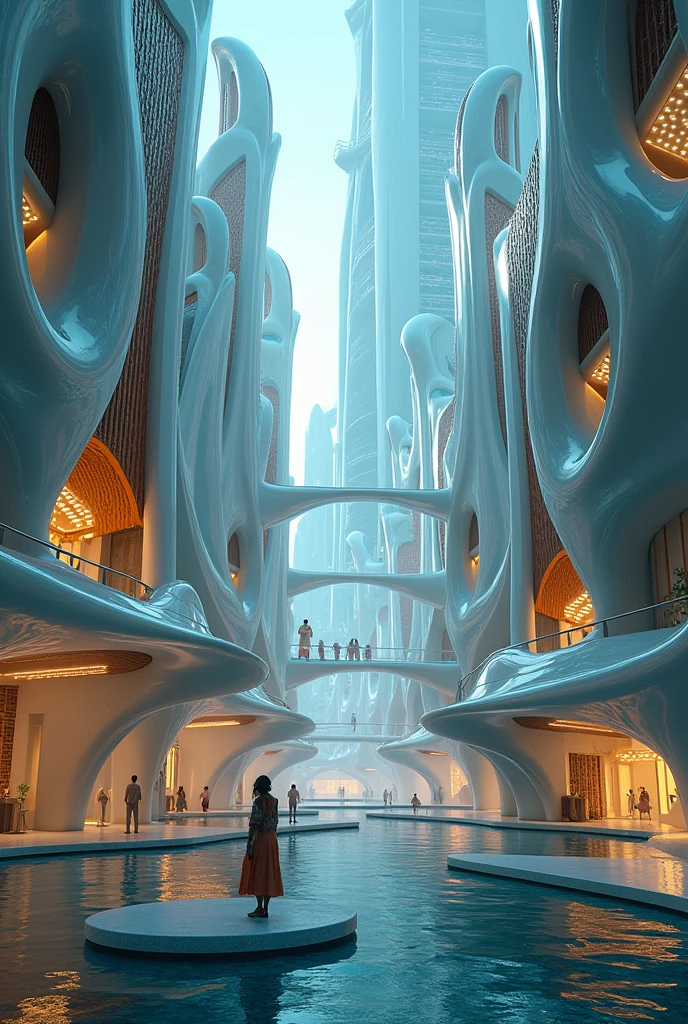 seton style, City of Progress, Future city, Utopian World, Cool colors that sparkle, prosperous architecture, High fashion and architectural design, luxury architecture, a utopian future, very detailed, HDR, Perfect, Amazing progressive architecture, Perfect world, reflective surfaces, underground spawning, Perfect architecture, beyond imagination, 8k, global illumination, wide angle, god&#39;s light, fantasy world --v 6 