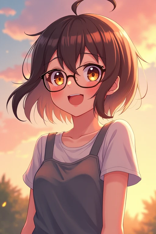 One person, smile, Anime Style,