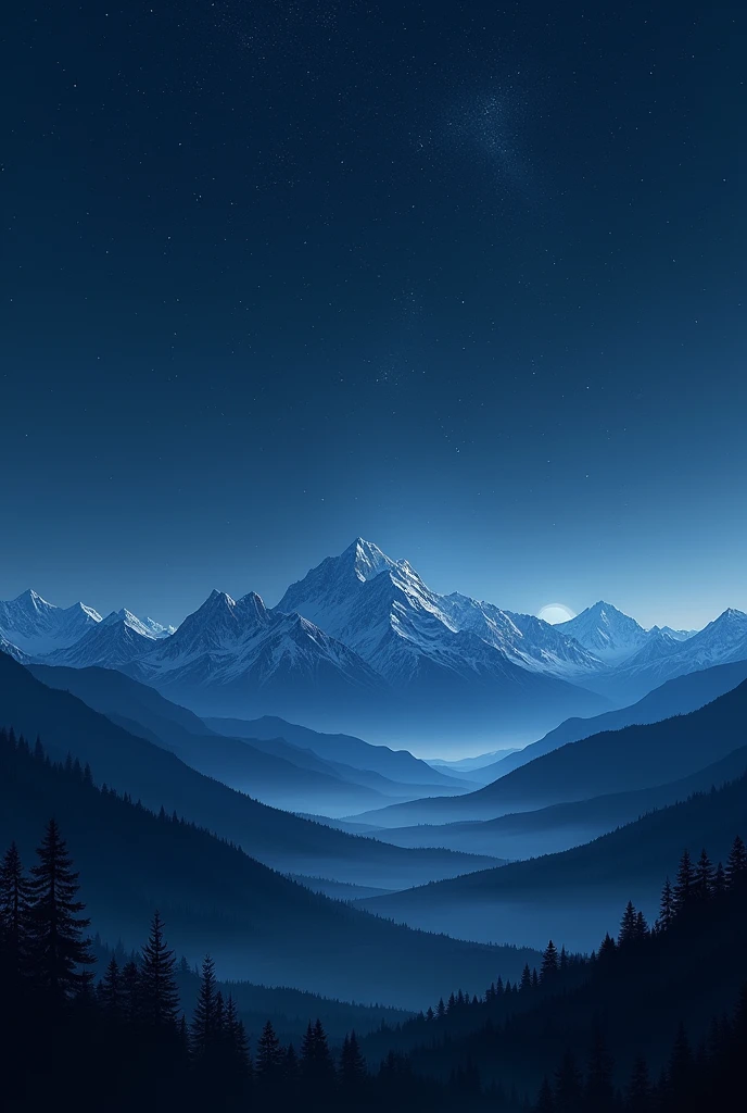 night landscape, starry, mountains