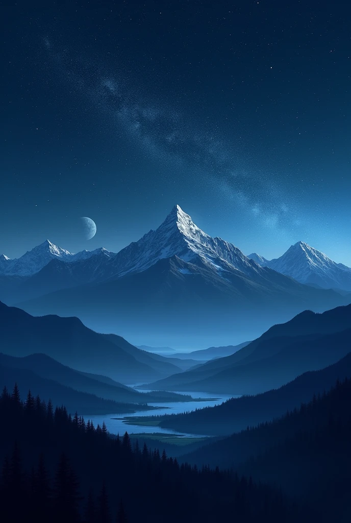 night landscape, starry, mountains