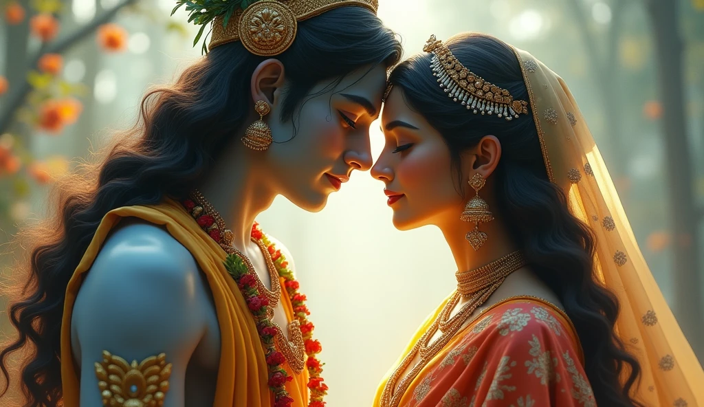 Photo of Radha ji seeing Shri Krishna in her dream