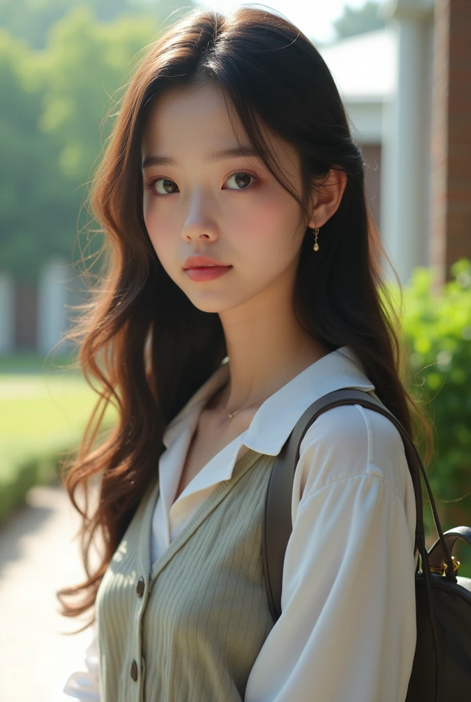 （lifelike， high - resolution：1.3）， 1 girl with a perfect body， Super fine face and eyes，slong hair, small boob, chula student