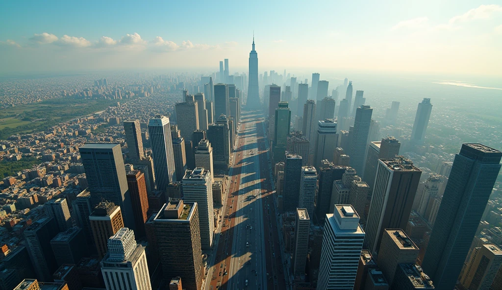 ((masterpiece, highest quality, best image quality, High resolution, realistic, RAW photo, 8k)), (Helicopter shot, Looking down on the city at daytime from above:1.3),