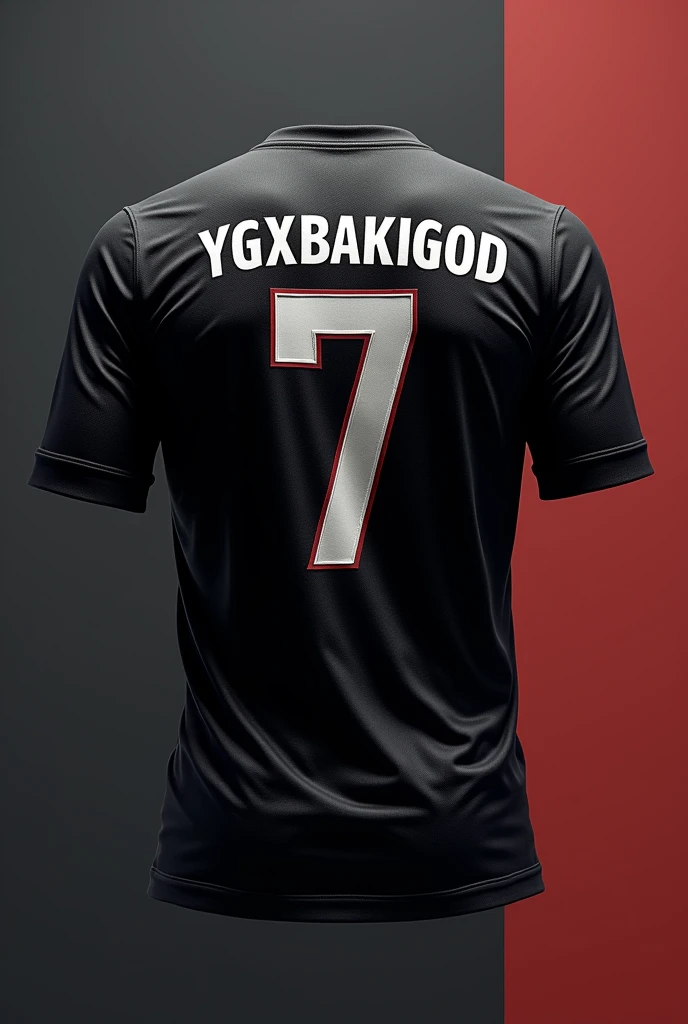 Jersey in colour black name in back side YGXBAKIGOD and number 7