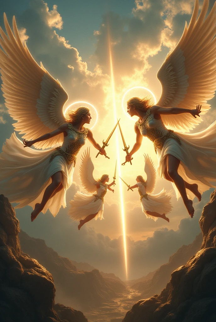 Create an image of angels fighting for Venezuela