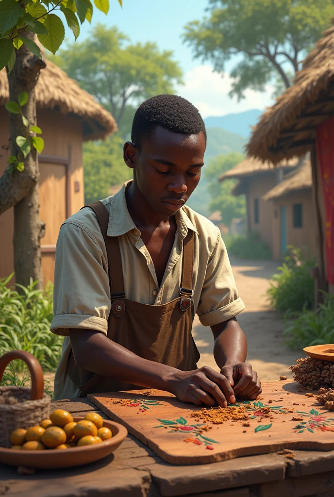 Kofi, A humble but talented young man, works as a craftsman in a picturesque village in the heart of Africa