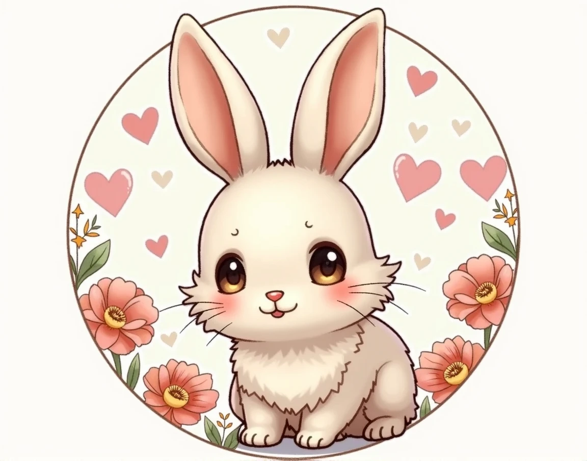 Super cute rabbit round badge .Best Quality , Very delicate and beautiful, Very detailed ,unit , Very detailed、Stickers、Stickersデザイン、たくさんのStickers、Beautifully drawn in a row、