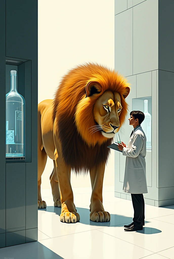 A lion drinks 2d scientist
