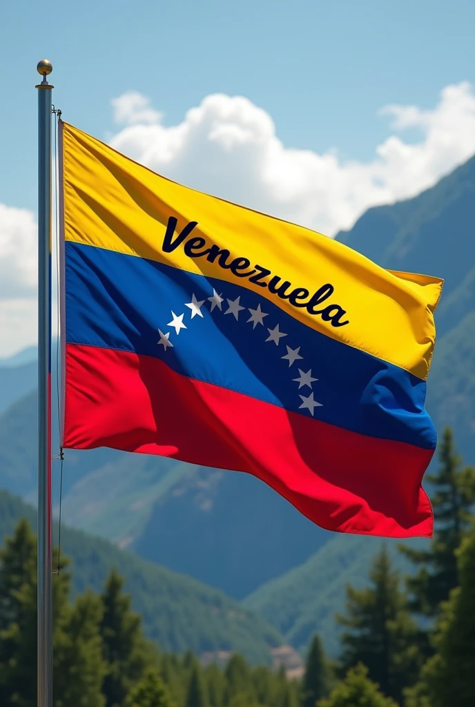 Create the flag of Venezuela and have it say Venezuela libre