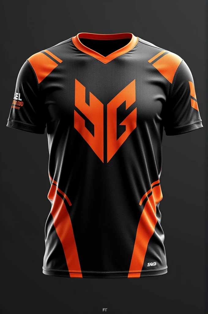 Create a jersey for eSports players named YGXBAKIGOD in black and orange mixed colors