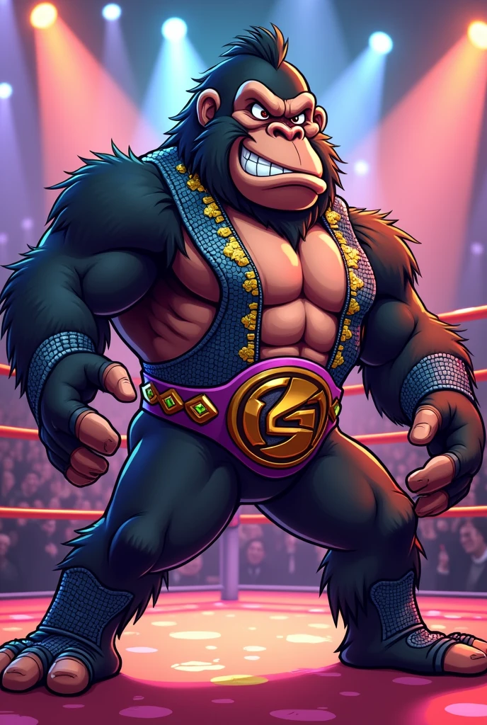 cartoon gorilla dressed like wrestler Latino heat Eddie Guerrero