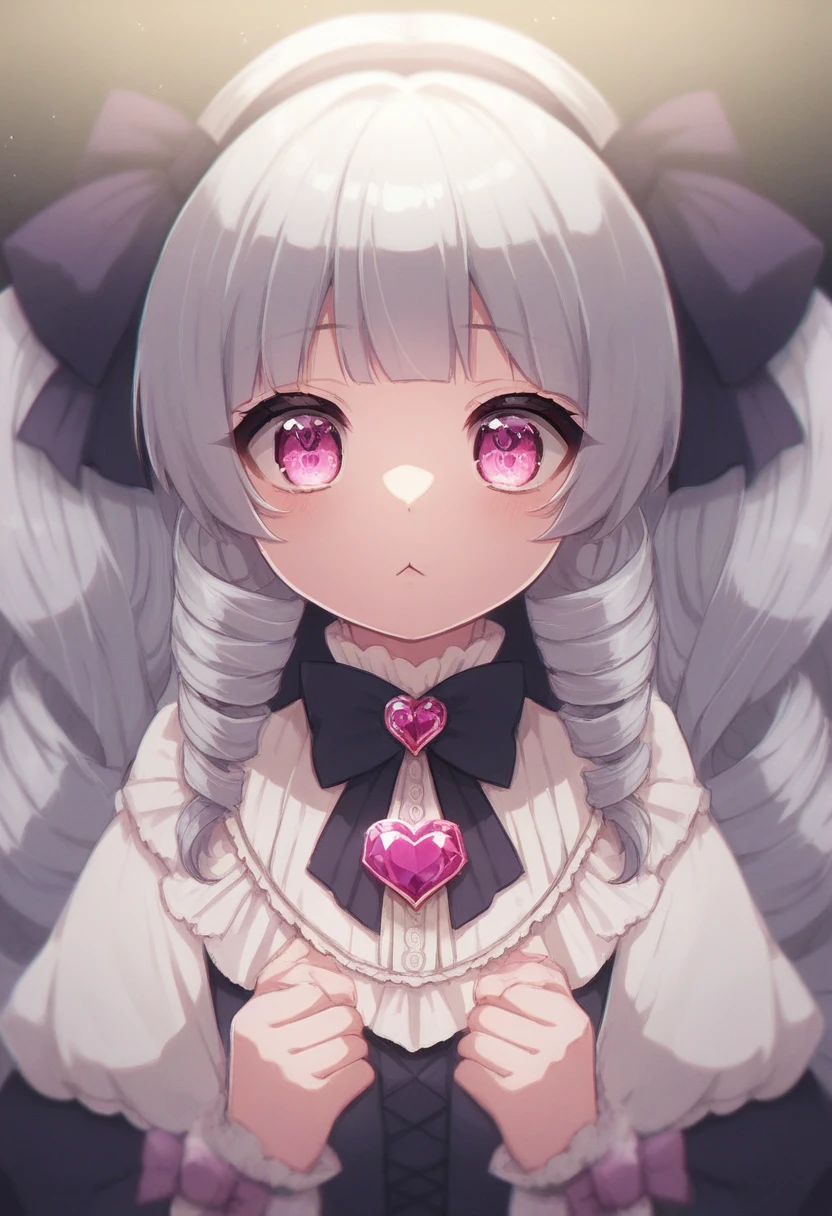 kawaii,cute,very cute,pink,ribbon,devil,Gray Hair,Jewel-like eyes,Pink Eyes,girl,danger,cruel,heart,Twin tails,Silky Hair,devilっ娘,sweet ta fashion,name:Alice LaVicott