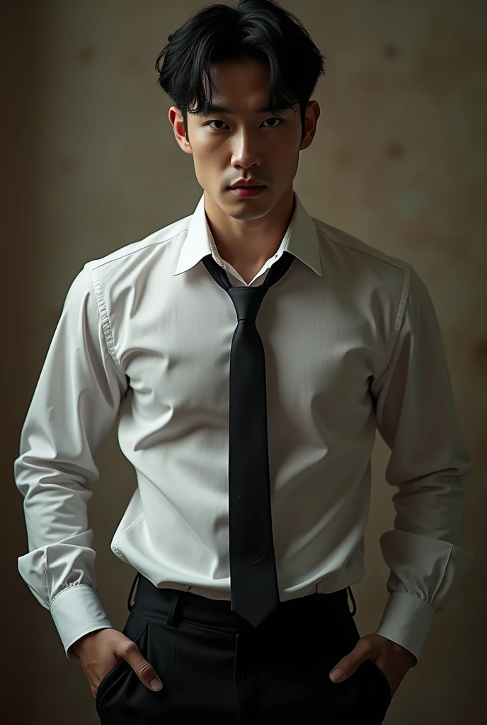 1 handsome Korean gentleman, 27 years old, Lawyer, formal shirt and tie, Lawyer,wetclothes,wear glasses,provocative and erotic pose, armpit sweat, Professional attire, Handsome and elegant, Wearing uniform, sexy abstinence, wearing blouse, Masculine and handsome, muscular, Nice looking muscles, , fair skin, Black eyes (1:3 thin eyes), Full body shot, erotic face, firm chest, provocative, , sexy