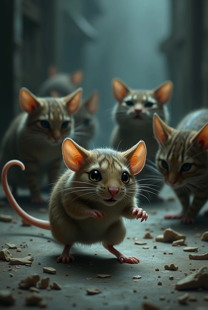 Mouse commiting war crime to cats