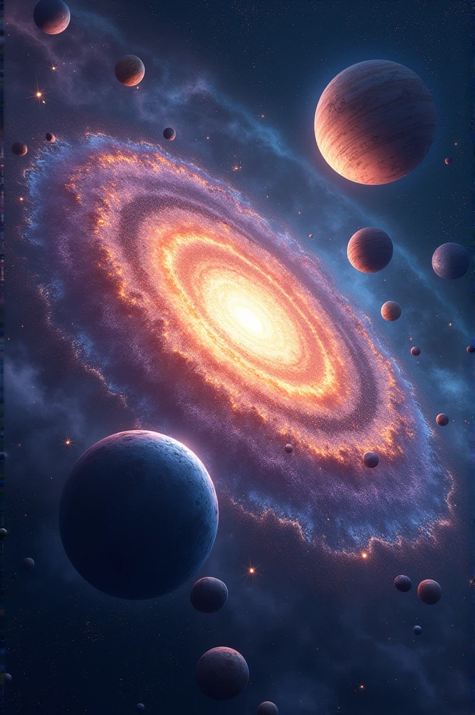 Generate the illustration of galaxy and the planets 