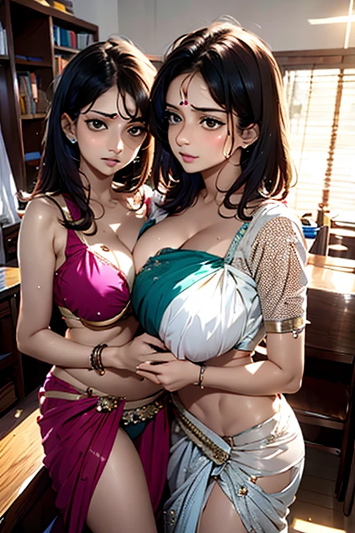 Indian mom in saree breastfeeding her girl an mom is in only  in underwears