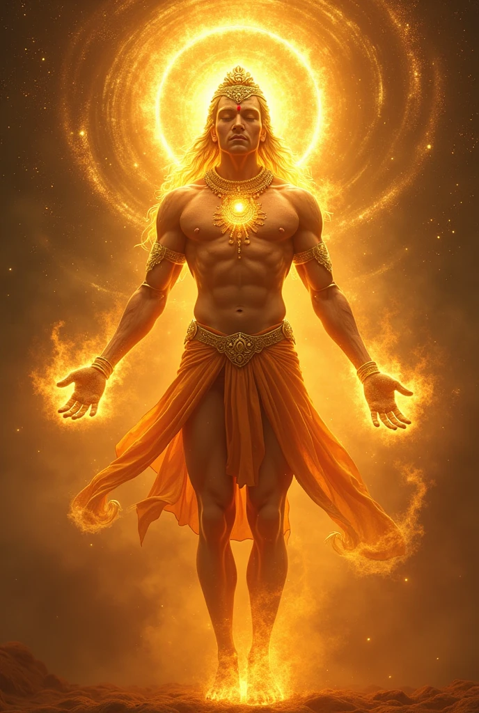 A blend of fierce "Sun God" and peaceful meditating "Hanuman" that radiates happiness and calmness