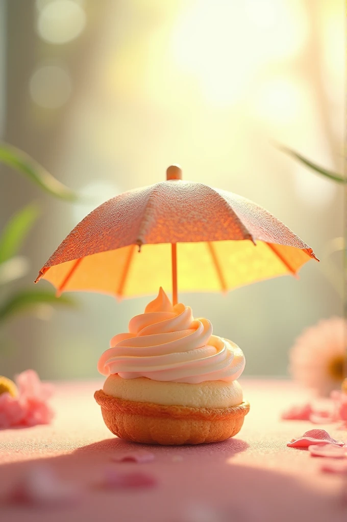 Draw a cream puff under an umbrella