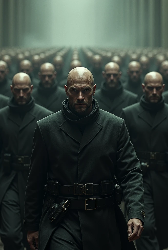An evil army of bald guards, an animated image