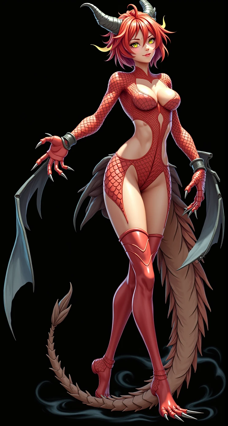 Sexy short-haired red dragon girl