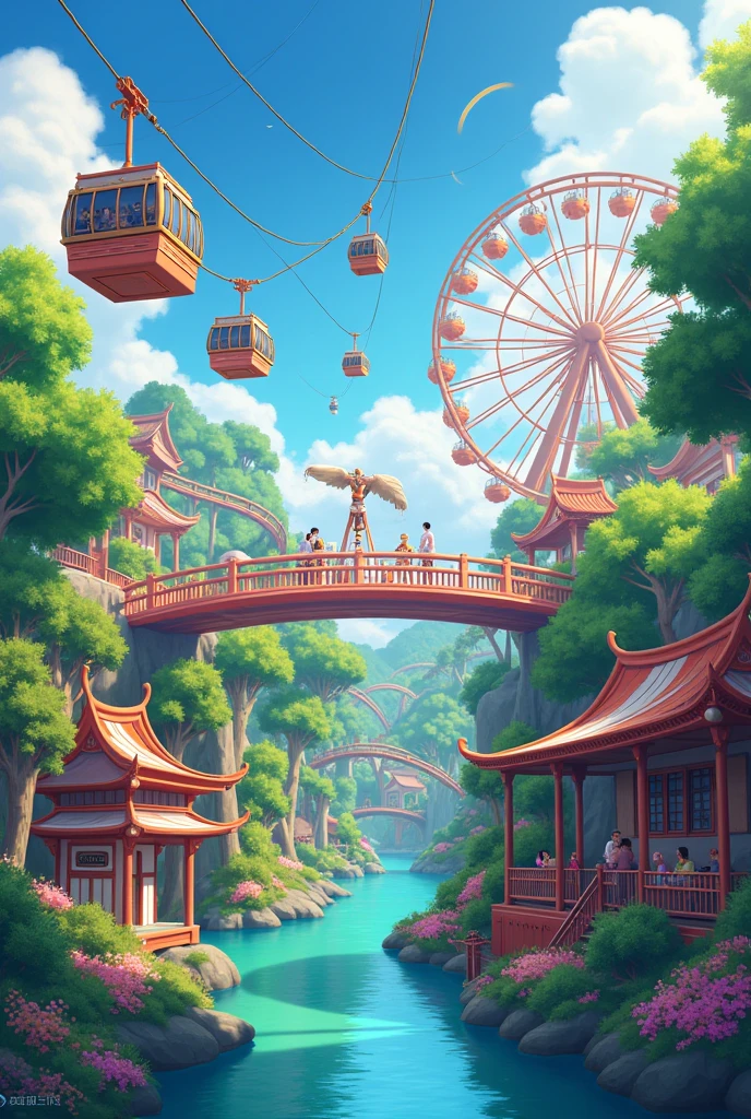 Cable car, and 1 roller coaster, sun wheel, Yin Yang Bridge