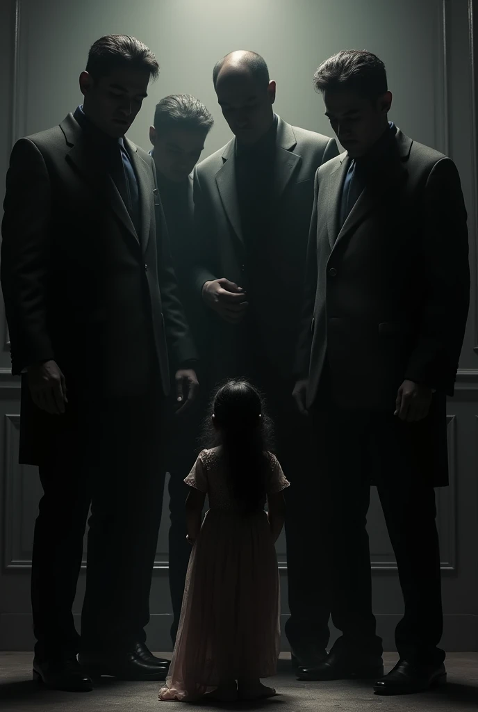 Black shadow image Some group of rich men making fun of a Indian woman 