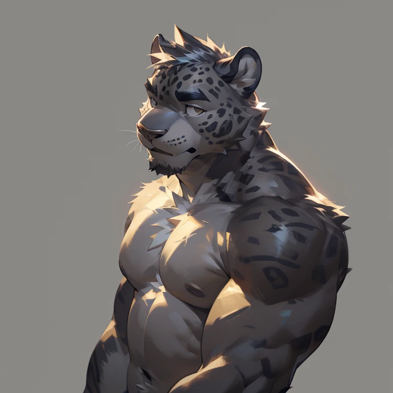 Solo, male, medium muscular, black jaguar, in white underwear, underwear, Shirtless, bare-chested, ((focus body, furry focus, shades focus, body shades)) (((gray background, gray wallpaper, one color))), by darkgem, by mystikfox61, by glitter trap boy