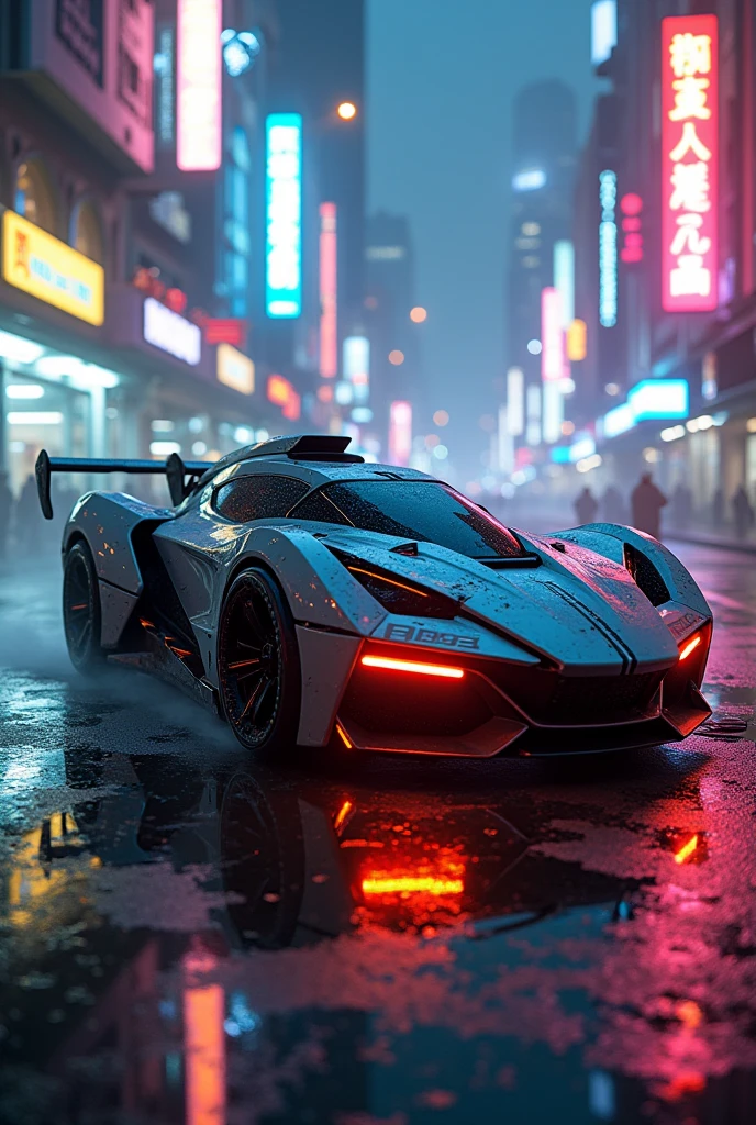 Armored cyber neon combat car