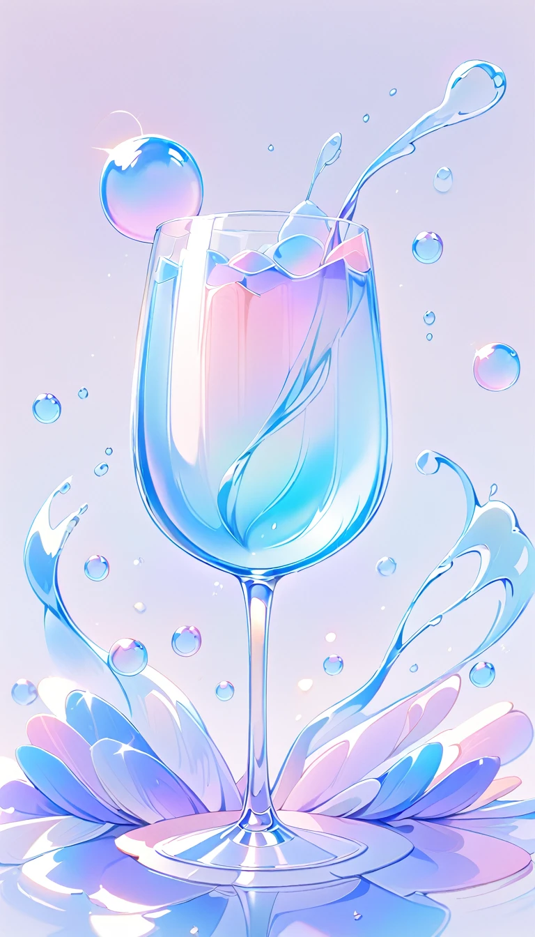 Super detailed, 8K, Water in a glass, bubble, Right blue water, nice, bright,pretty girl,In the water,.pastel