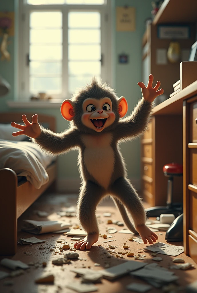 Monkey messed up in hostel room in real life