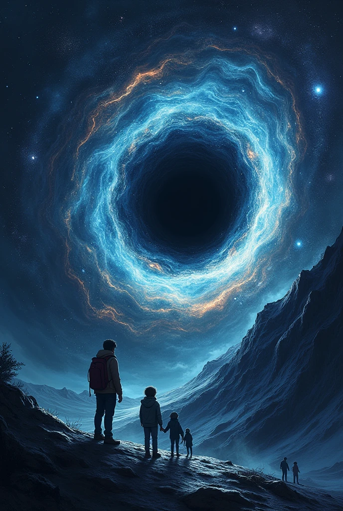 logo " endless ", Illustrations showing human stupidity and greed, Einstein's transformation, background galaxy, Black Hole, Graphic CG digital artwork