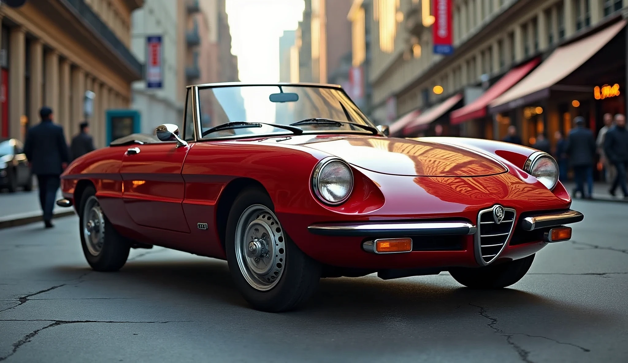 Car Photography、Alfa-Romeo_Spider Duet、Flowing, elegant body lines、Shooting in the city。