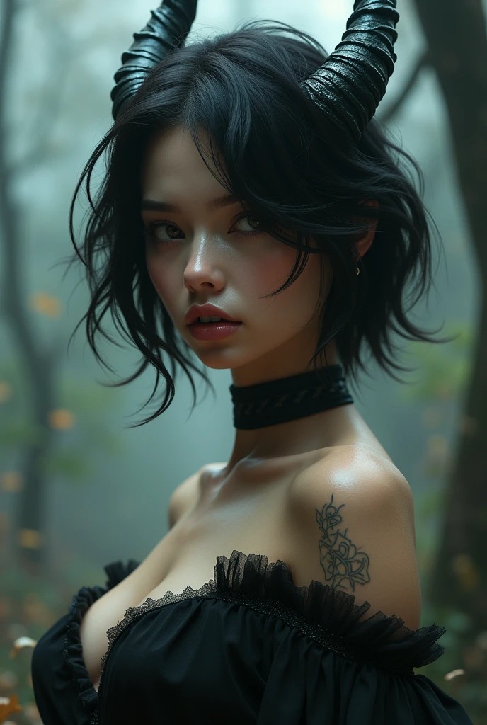 Dragon girl short black hair sexy