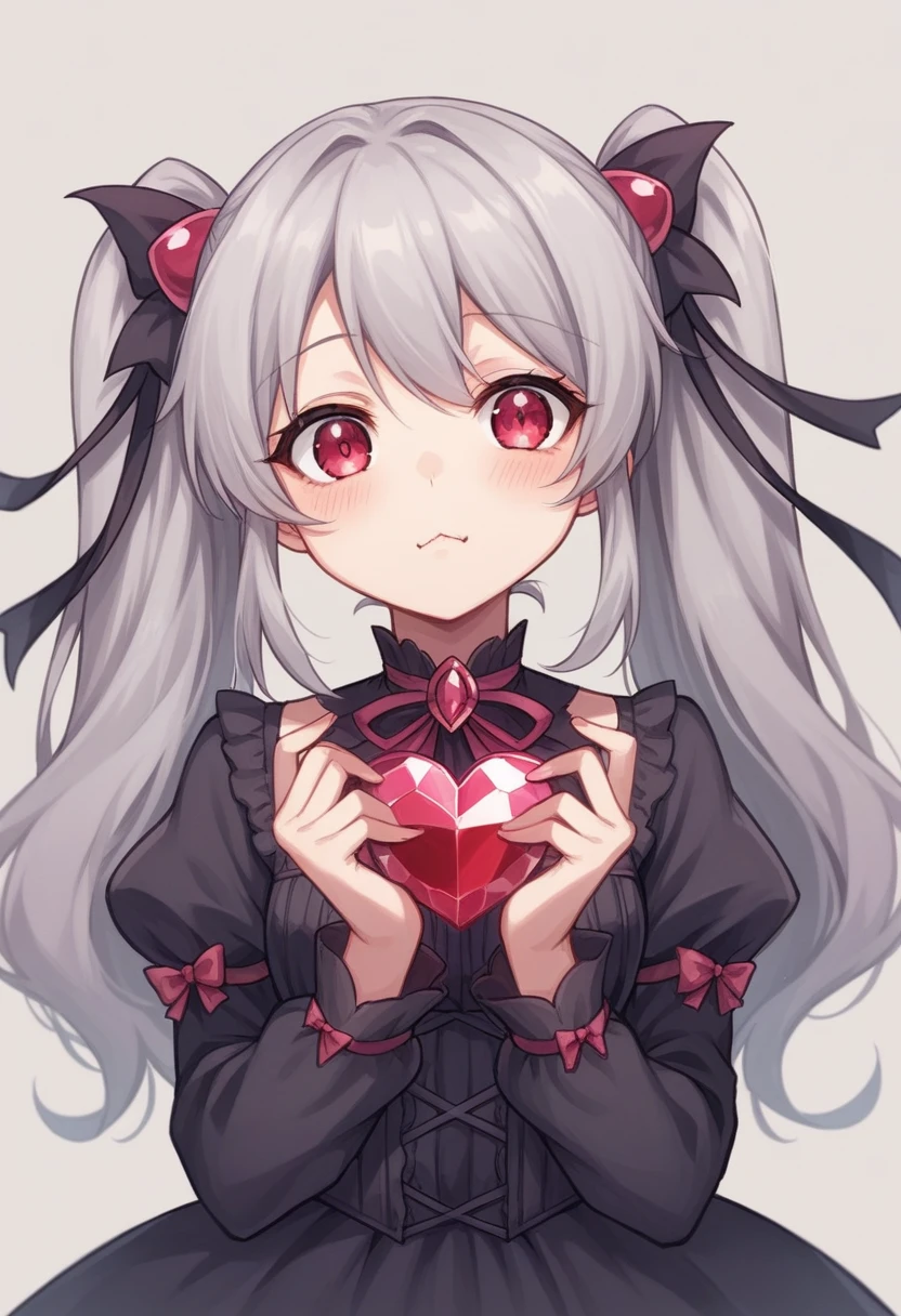 kawaii,cute,very cute,pink,ribbon,devil,Gray Hair,Jewel-like eyes,,girl,danger,cruel,heart,Very thick twintails,Silky Hair,devilっ娘,sweet lolita fashion,name:Ravicott、Pink straight twin tails,devilの角,devilのしっぽ