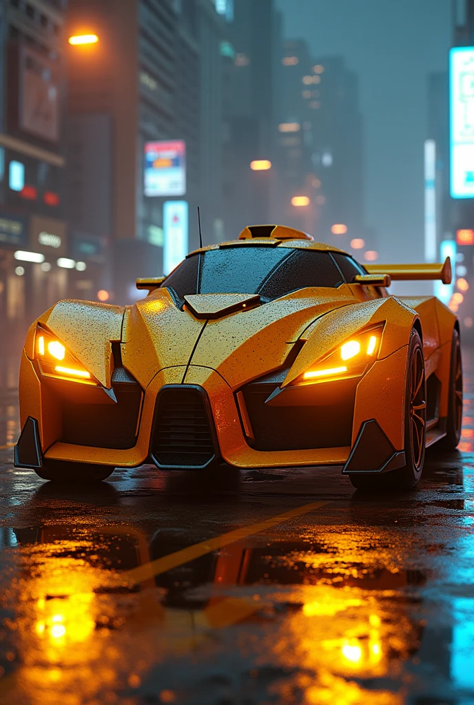 Armored cyber neon combat car gold