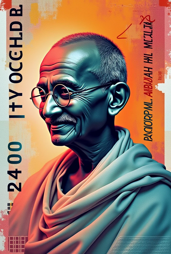"Create a conceptual ₹10,000 Indian currency note with a random color scheme. The note should feature Mahatma Gandhi prominently as the leader. Include the text, 'Main Vansh Mittal ko ₹10 ada karne ka vachan deta hu,' placed in a style similar to the small text seen on traditional currency notes. The design should maintain the aesthetics of Indian currency but with a modern twist."